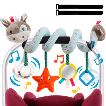 Baby Car Seat Toys Activity Stroller Toy for Boys Girls 0 3 6 9 10 12 Months, Spiral Hanging Plush Toys,Baby Shower Thank You Gi