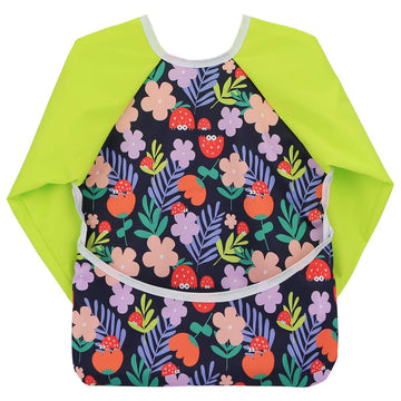 Hi Sprout Infant Toddler Baby Waterproof Sleeved Bib, Bib with Sleeves&Pocket, 6-24 Months (Colorful Flowers)