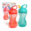 Nuby 2 Count Flip and Tip Hard Straw Cup, 10 Ounce (Coral/Aqua)