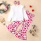 Rtnnsbbfcm Toddler Baby Girl Valentine'S Day Outfit Long Sleeve Elephant Heart T-Shirt Top Bell Bottom Pants Headband 3Pcs Set (