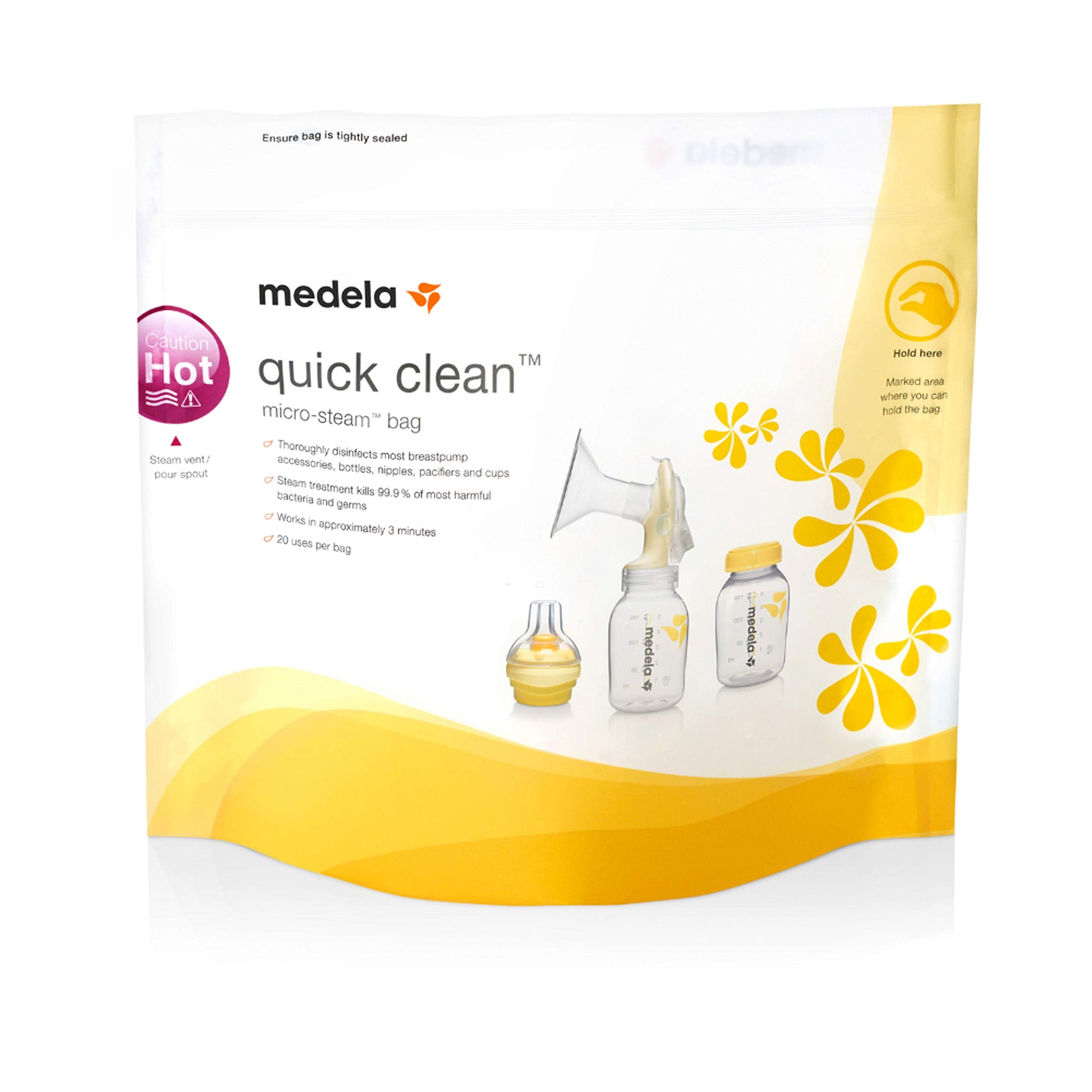Medela Quick Clean Micro-Steam Bags For Bottles And Breast Pump Parts, 5 Count,