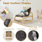 3-In-1 Baby Bouncer Adjustable Wooden Rocker Chair, Ergonomic Design Baby Lounger With Removable Cushion,Seat Belt And Booster,