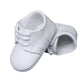 Baby Boys All White Genuine Leather Saddle Oxford Crib Shoe With Perforations - 1