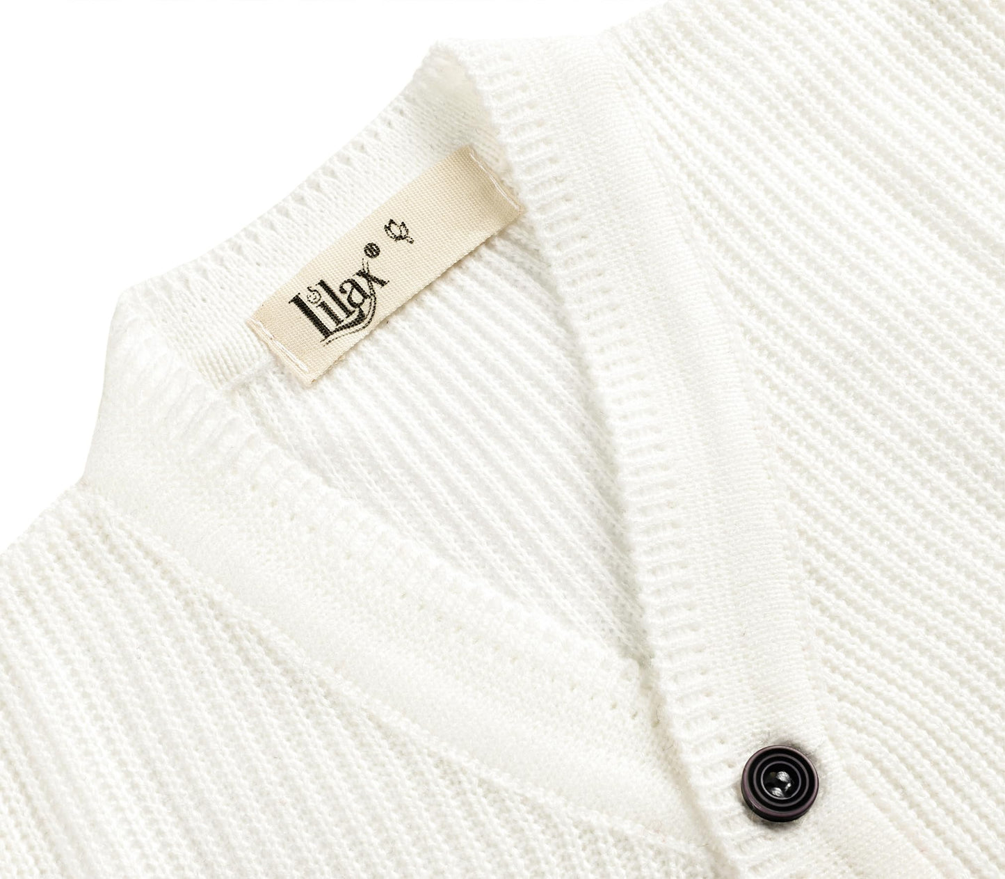 Lilax Baby Boys Basic Long Sleeve V-Neck Classic Knit Cardigan Sweater 6-9 Months Cream