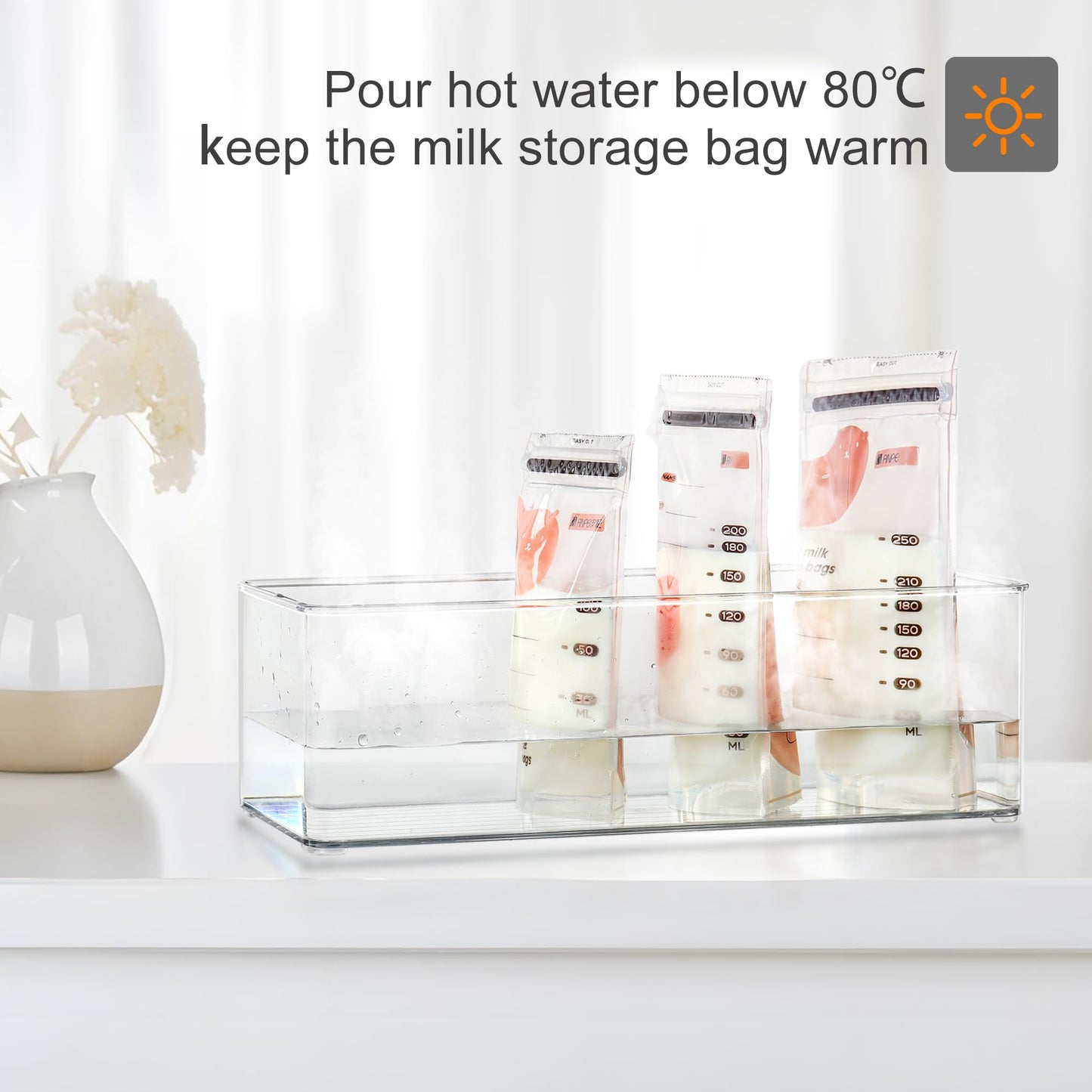 4 Pack Breastmilk Freezer Storage Container, Clear Storge Bins For Breastmilk Storage Bags Freezing Resuable Plastic Milk Yogurt