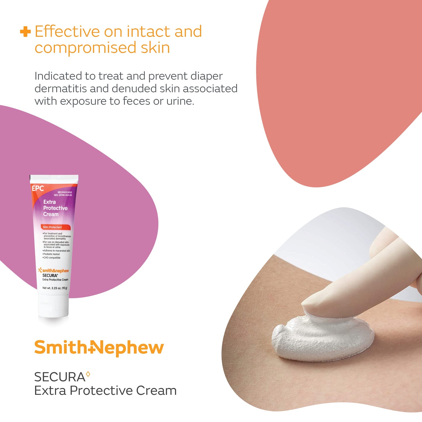 Smith+Nephew Secura Extra Protective Cream (Epc) Tube, Diaper Rash Cream For Adults, Incontinence Skin Protectant, 3.25 Ounces W