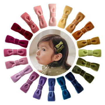 Velvet Baby Hair Clips, 20Pcs Boutique Mini Bows Barrettes, Fully Lined Hair Pins Accessories For Infant Toddler Baby Girl'S Fin