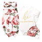 Kangkang Baby Girl Clothes 0-3 Months Hi Im New Here Infant Outfit Romper + Floral Pants + Headband + Hat Baby Clothes For Girls