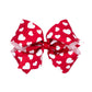 Wee Ones Girls' Heart Print Grosgrain Hair Bow On Weestay No-Slip Clip, Heart Print, King, Red