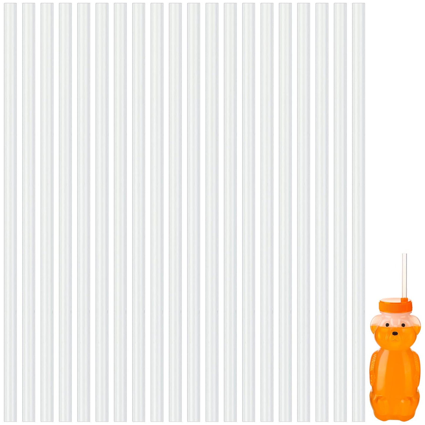 Eaasty 20 Pcs Honey Bear Sippy Cup Replacement Straws 8 Inch Long Silicone Reusable Clear Flexible Plastic Straws for Therapy Bo
