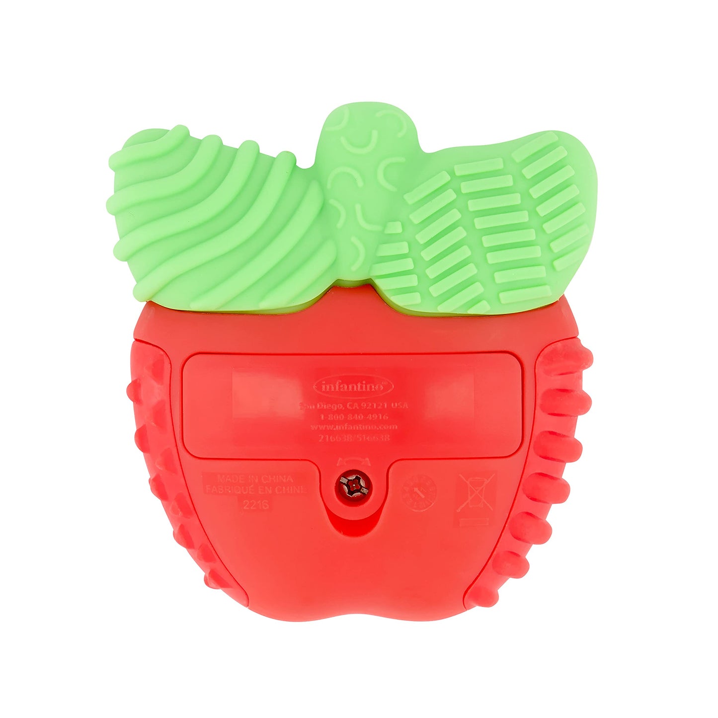 Infantino Lil Nibblers Vibrating Apple Teether -Sensory Exploration and Teething Relief with Soothing Vibrations and Textures,