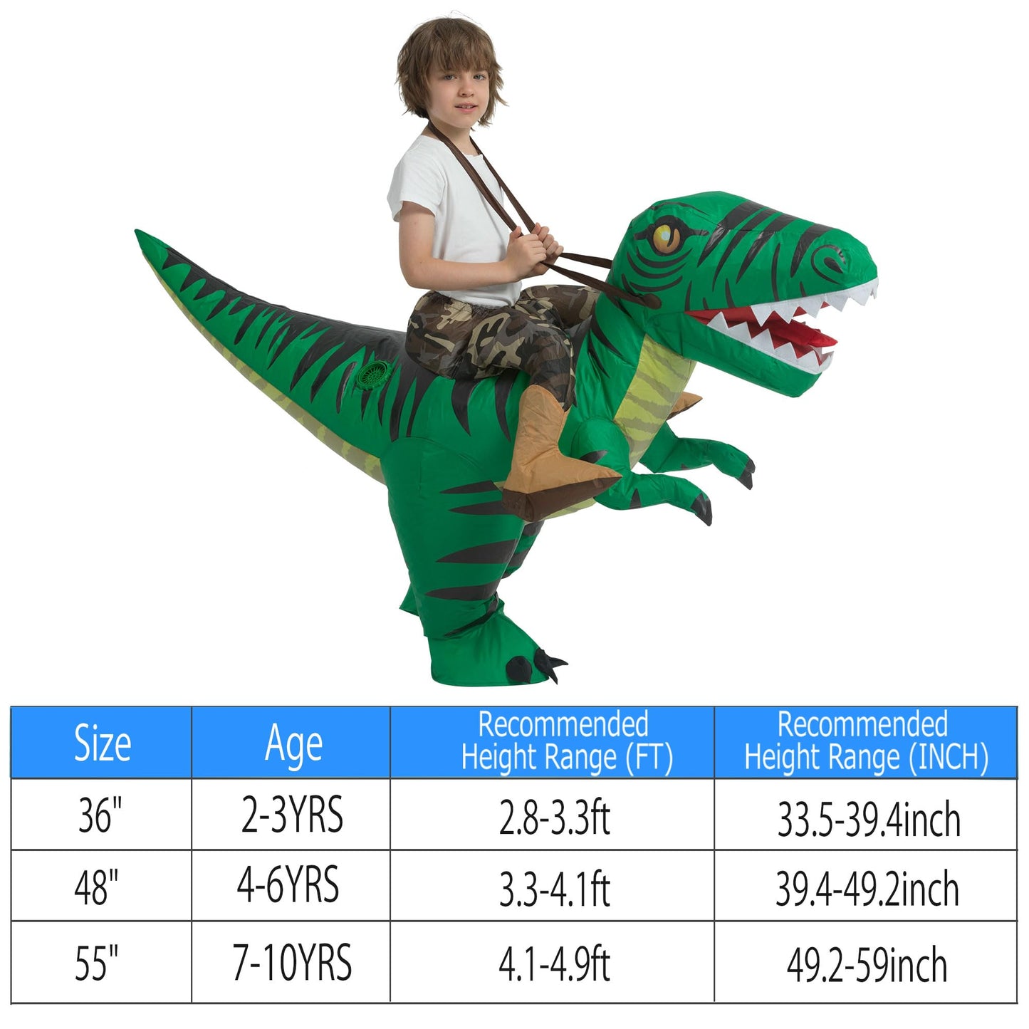 Tasanor Blow Up Raptor Costume,Inflatable Costumes For Kids,Inflatable Dinosaur Costume,Halloween Costumes For Girls/Boys (2-3Yr