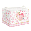 Clastyle Pink Flower Heart Basket Birthday Day Gift Basket Empty Girl Buffalo Plaid Shelf Basket Rectangle Clothes Book Toy Stor
