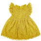 Bgfks Baby Girl Tutu Dress Elegant Lace Pom Pom Flutter Sleeve With Flower Headband Set(Mustard Yellow,12 Months)
