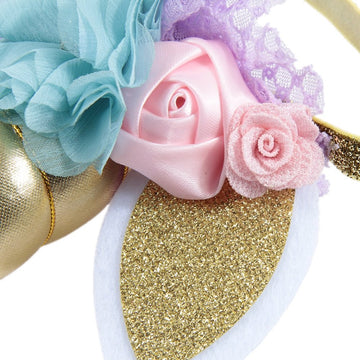 Nishine Baby Elastic Glitter Unicorn Horn Headband Children Unicorn Party Supplies Cosplay Gift (Gold)