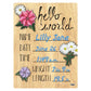 Cohas Hello World Newborn Baby Announcement Printed Wood Sign With Mixed Flower Theme, 9 By 12 Inches, No Marker