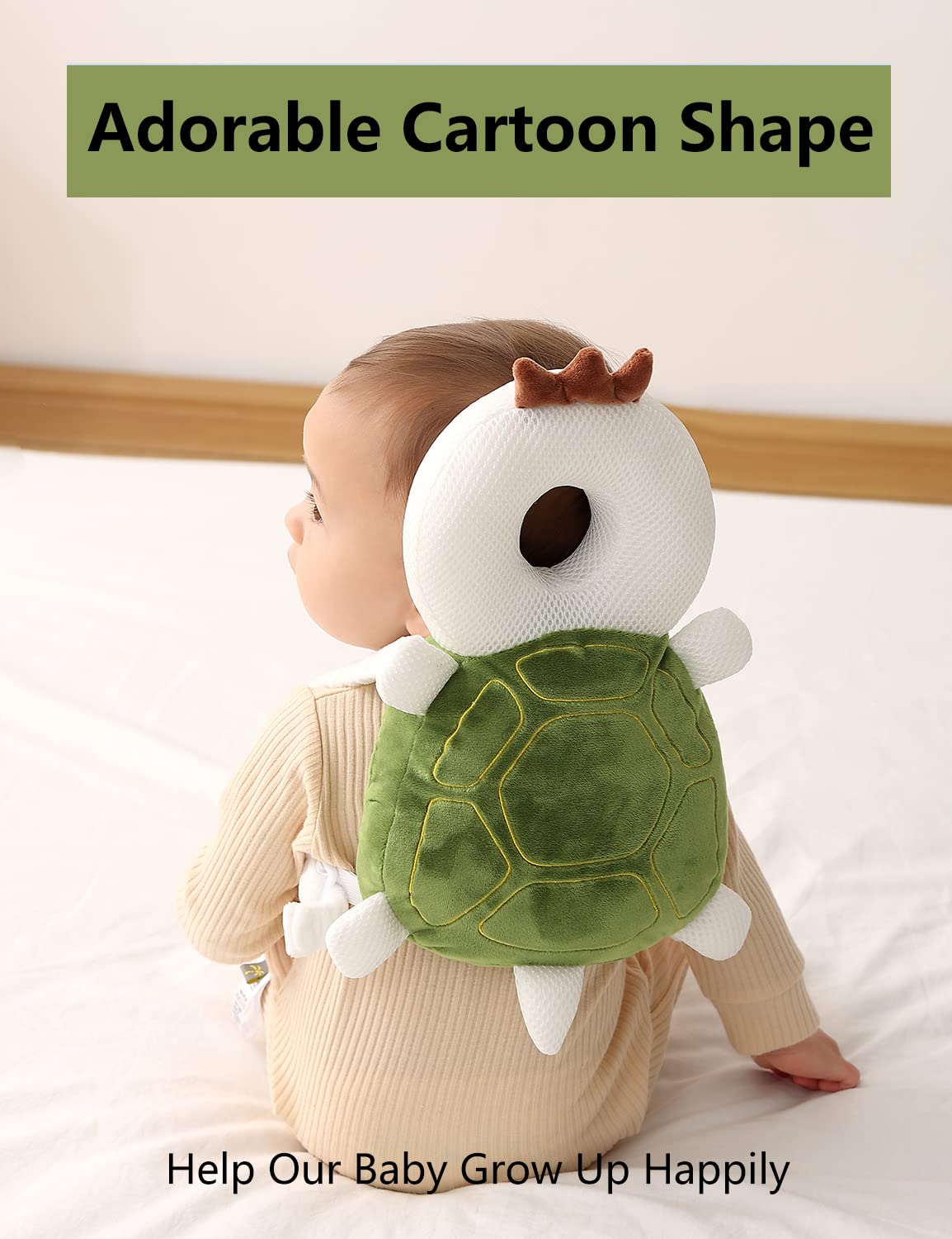 Toddler Baby Head Protection Cushion Backpack Wear,Green Frog