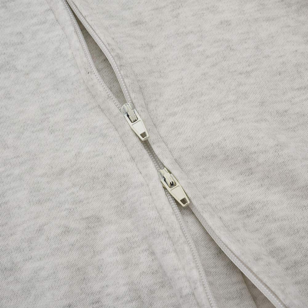 Aablexema Baby Footed Pajamas With Mitten Cuffs - Unisex Newborn Infant 2 Ways Zipper Cotton Footie Pjs(Light Grey,Newborn)