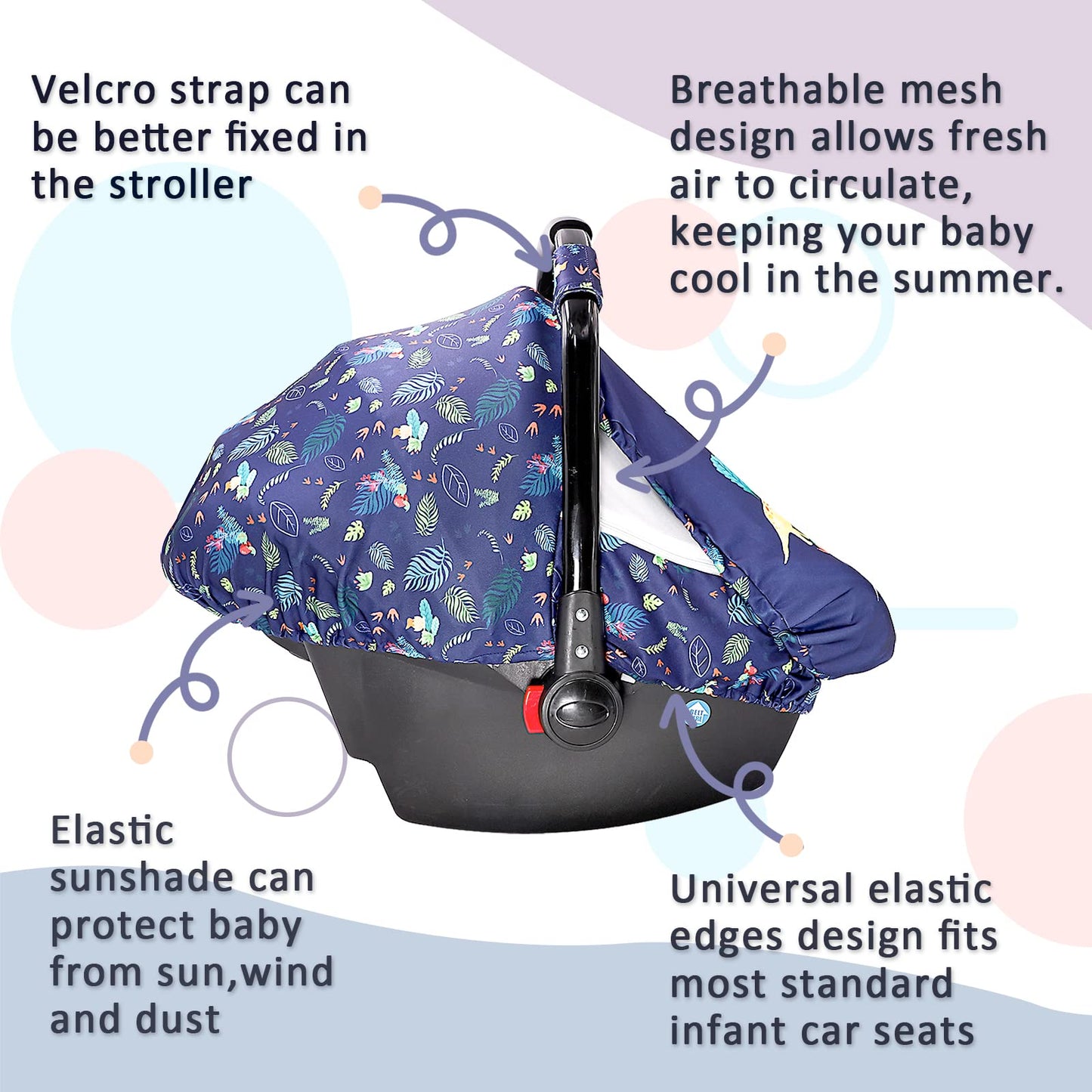 Car Seat Covers For Babies Boys, Little Brother Infant Carseat Canopy, Stretchy Newborn Stroller Carrier Cover, Dinosaur