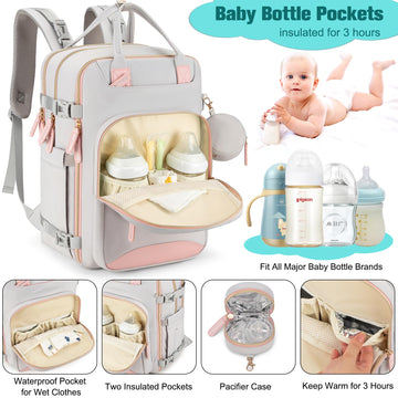 Bagparkk Diaper Bag Backpack, Multi Function Baby Bag With Portable Changing Pad, Pacifier Holder,Waterproof Diaper Bags With Us