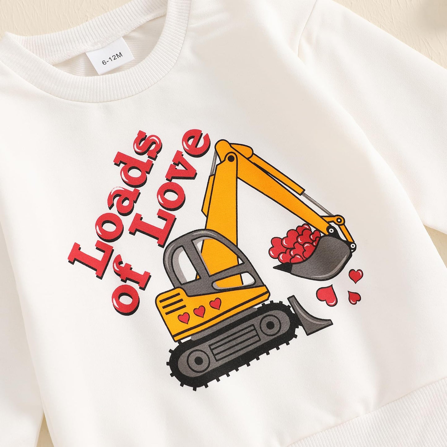 Beqeuewll Baby Boy Valentines Day Outfit Heart Lover Crusher Truck Valentine Sweatshirt Pants Set Toddler Boys Spring Outfits (L