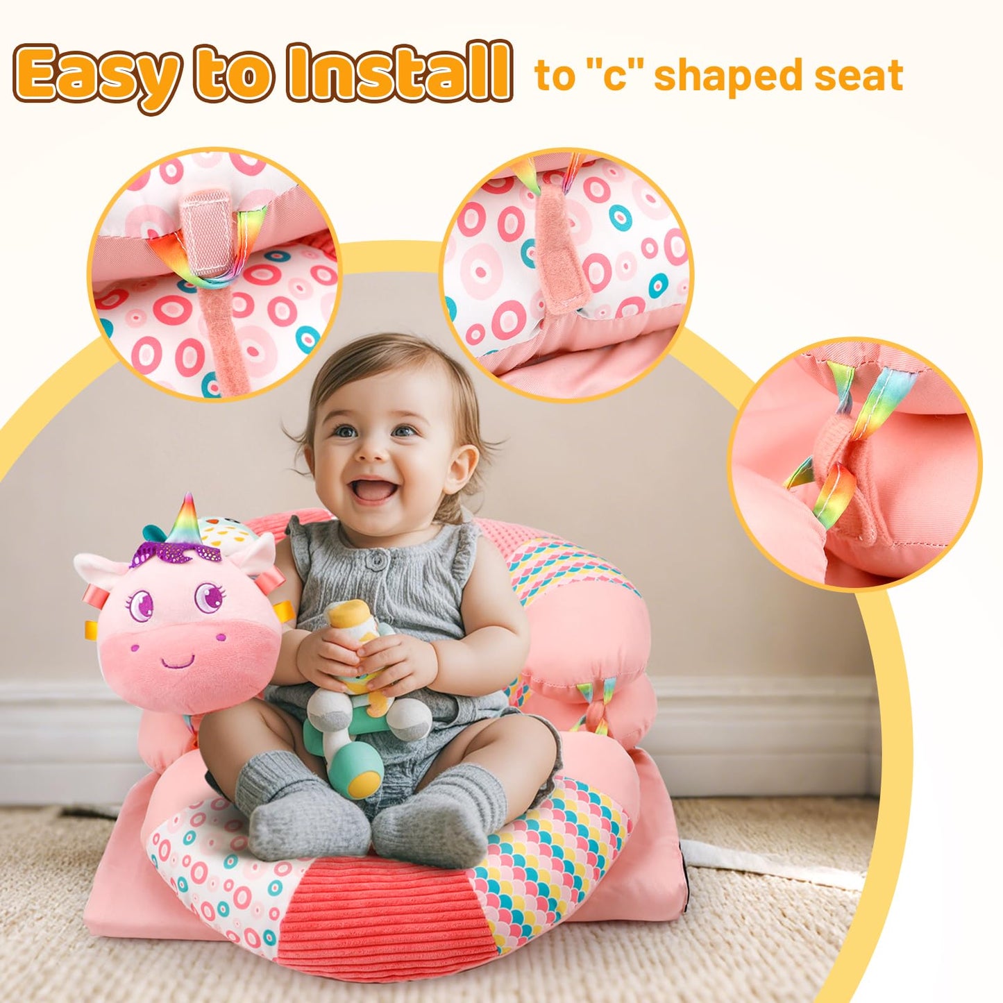 Blublu Park Sit Me Up Floor Seat With Detachable Support Pillow For Infant, 3-In-1 Tummy Time Mat And Baby Lounger To Prevent Re
