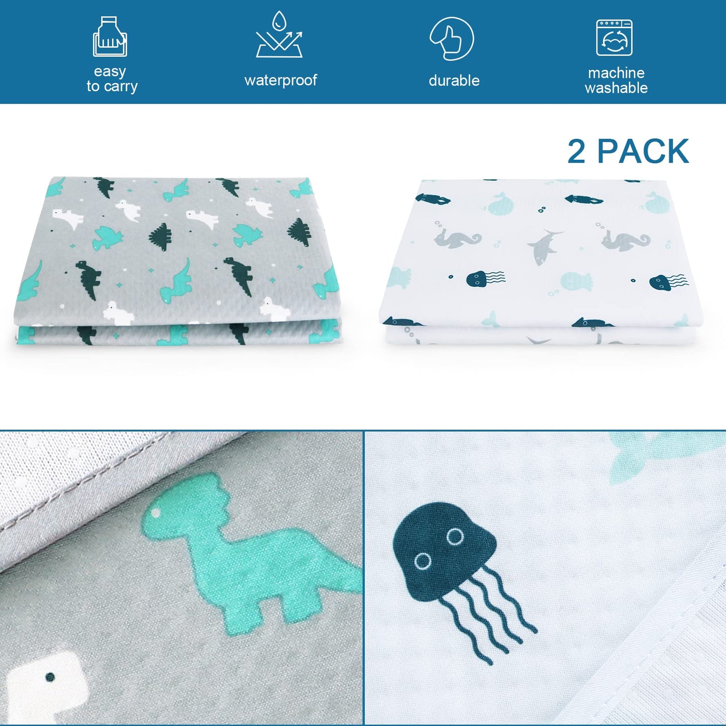 Splat Mat 2 Pack For Under High Chair & Arts & Eating Mess, Waterproof Baby Playtime Anti-Slip High Chair Mat For Floor Or Table