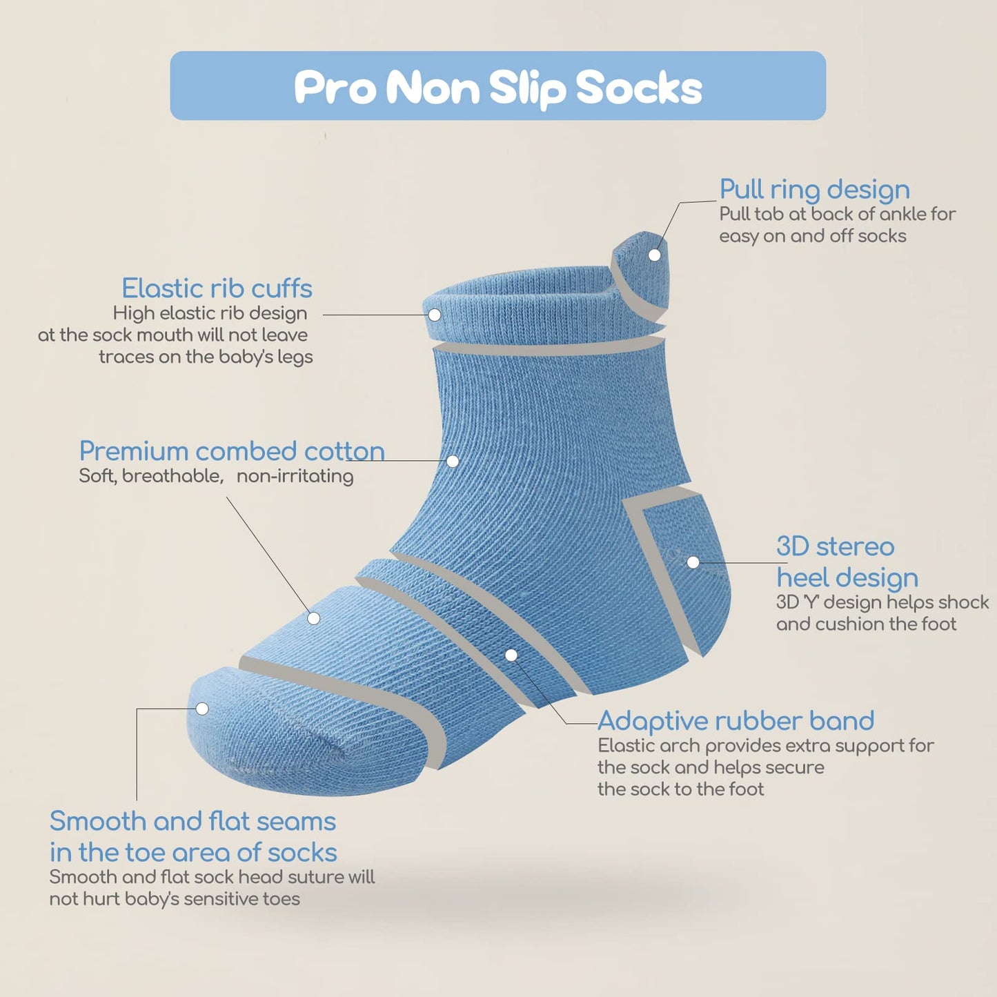 Aroveea Non Slip Grip Ankle Baby Socks 6-12 Months Old Black For Toddler Boys And Girls Kids Socks 12 Pack,Infant Cute Cotton Ba
