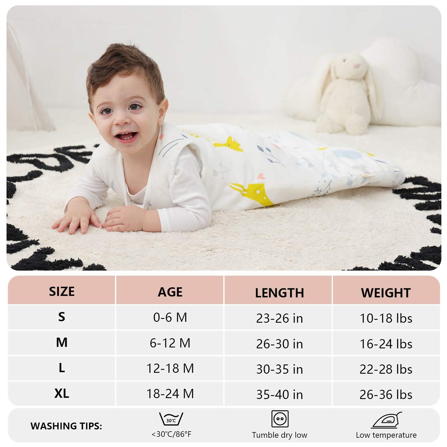 Mosebears Sleep Sack Baby Winter Wearable Blanket with 2-Way Zipper,2.5 TOG Cotton Sleep Sack Unisex (Ocean Animal, 12-18 Months
