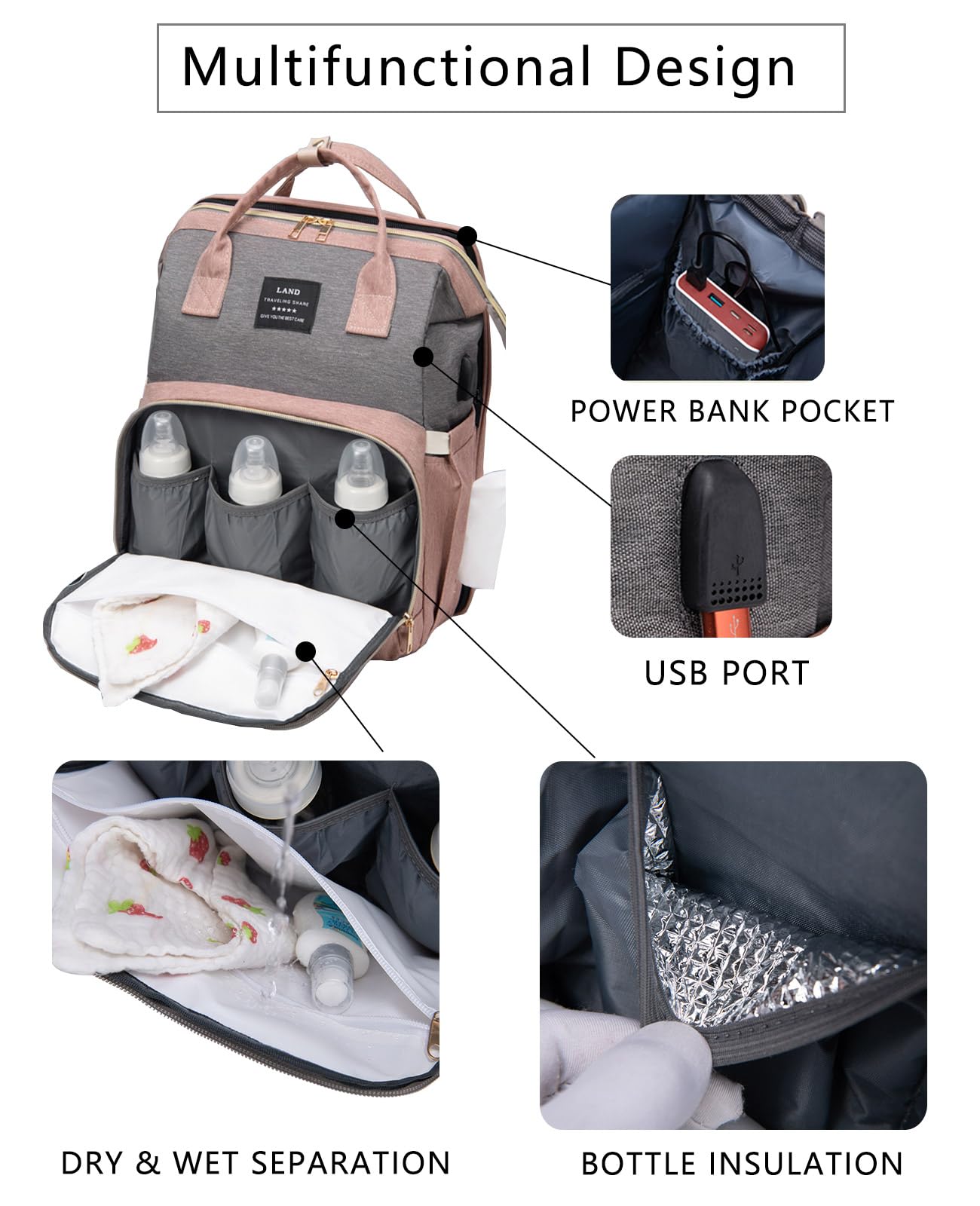 Houscly Diaper Bags Backpack For Baby Boy : Large Baby Bag For Boys Girls Mom Toddler Women Men Dad Big Travel Newborn Essential