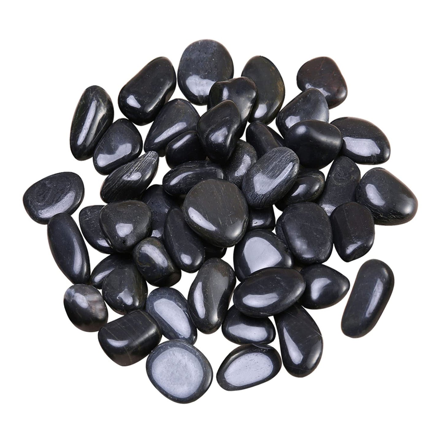 5 Lb Natural Polished Black Pebbles For Indoor Plants - Decorative Black River Rocks For Plants, Fish Tank Rocks, Vase Fillers A