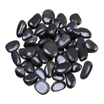5 Lb Natural Polished Black Pebbles For Indoor Plants - Decorative Black River Rocks For Plants, Fish Tank Rocks, Vase Fillers A