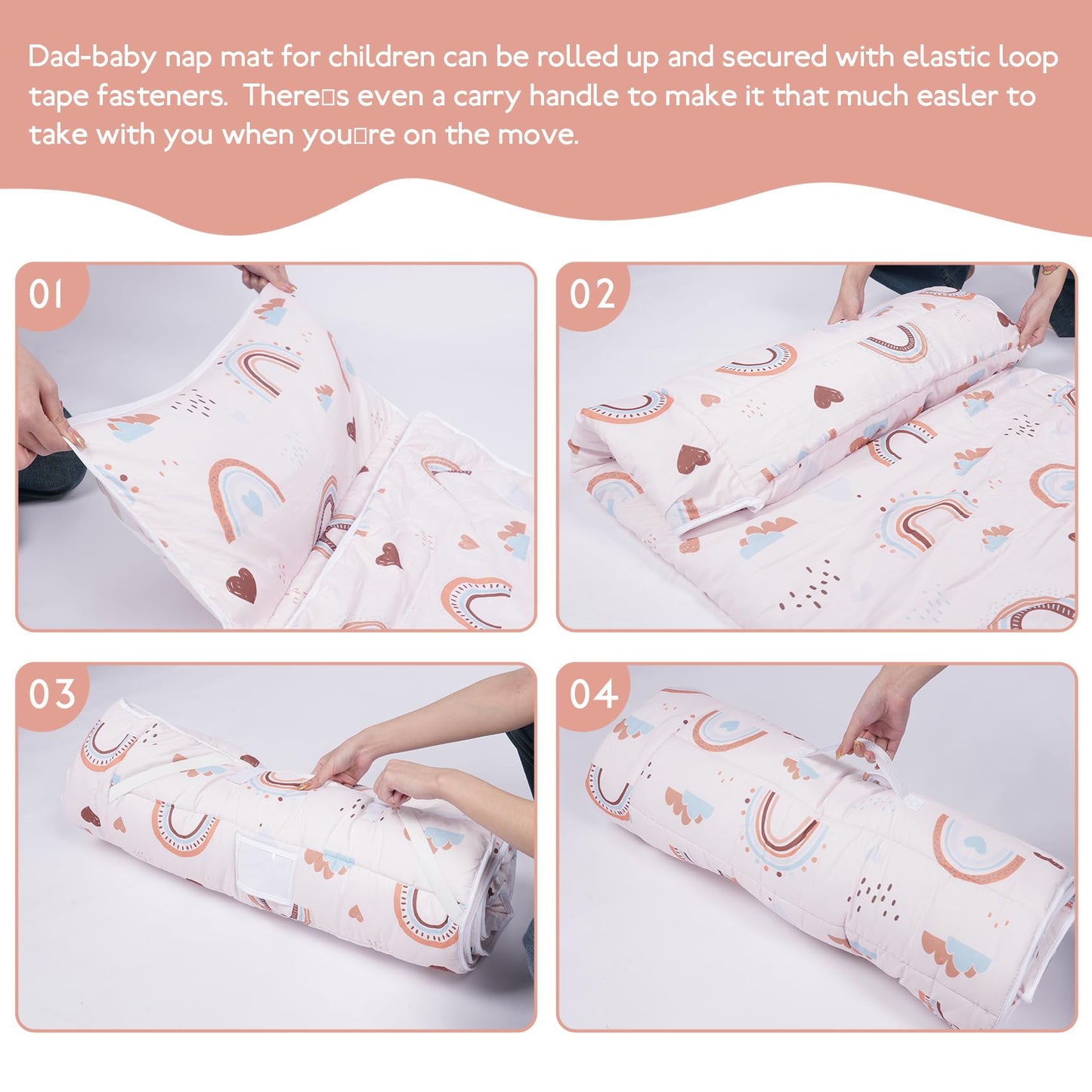 Toddler Nap Mat With Removable Blanket And Pillow, Extra Large Rolled Napping Mats,Toddler Sleeping Bag,Kids Sleeping Bag For Da