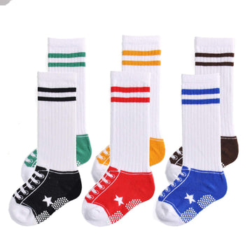 Epeius Baby Girls/Boys Non-Slip Knee Highs Infants Girl Socks Like Shoes Anti Slip Stockings Booties Grip Socks 6-12 Months Star