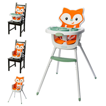 Infantino Grow-With-Me 4-In-1 Convertible High Chair, Fox-Theme, Space-Saving Design, Booster And Toddler Chair For Infants & To