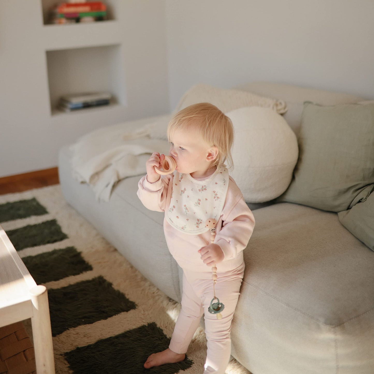 Mushie 100% Silicone Baby Pacifier Clip Bpa Free | Luna (Dried Thyme)