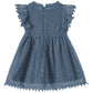 Niyage Toddler Girls Elegant Lace Pom Pom Flutter Sleeve Party Princess Dress Navy Bule 110