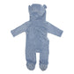 My Blankee Hooded Footie Romper Minky Dot With Ears, Periwinkle, 3-6 Months