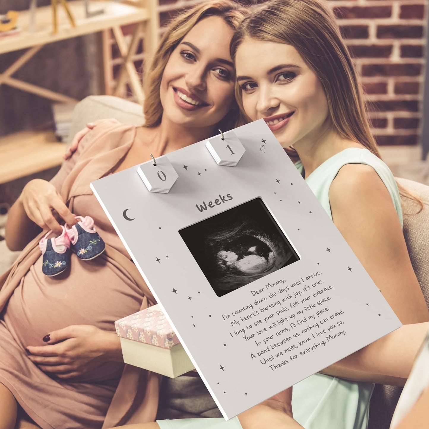 Sonogram Picture Frame Countdown Weeks - Baby Shower Welcome Sign - Standard 4'X3' Ultrasound Photo - Pregnancy Announcements