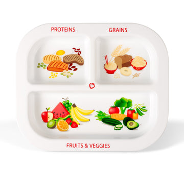 Health Beet Portion Plate For Kids, Toddlers - Rectangle Kids Plate With Dividers And Nutrition Portions For Healthy Eating Habi