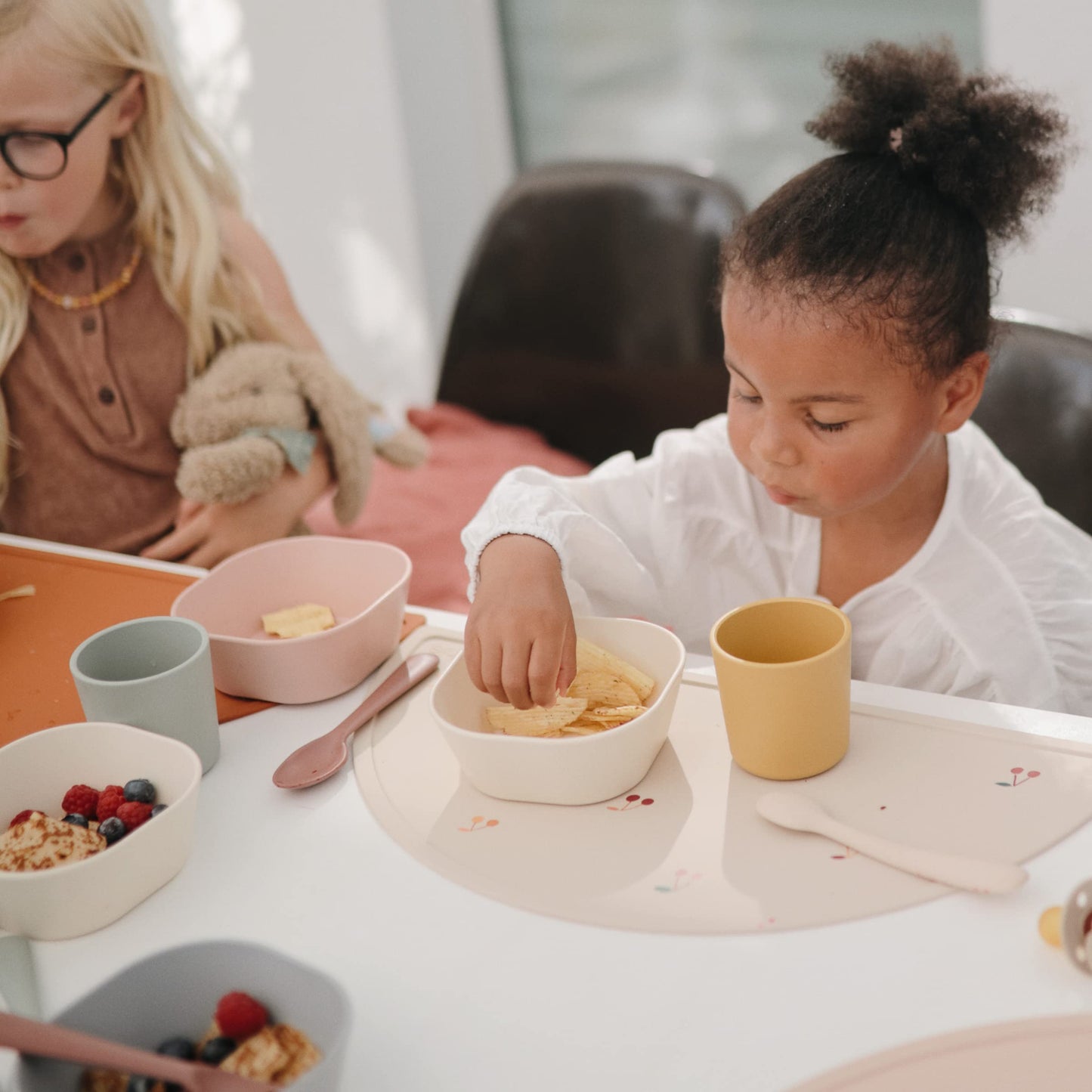 Mushie Silicone Placemat For Kids | Bpa-Free Non-Slip Design (Cherries)