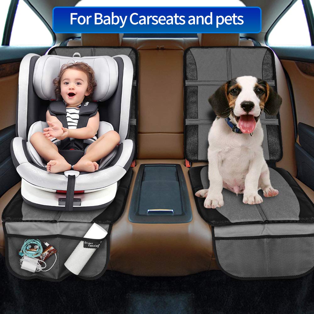 Car Seat Protector, 2 Pack Large Car Seat Protectors For Child Baby Car Seat With Organizer Pockets, Thick Padding Waterproof Ca