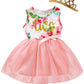 Shalofer Baby Little Girl Two Year Old Birthday Skirt Set Baby Girls 2Nd Birthday Floral Outfit Sets (Pink-Twogold, 2 T)