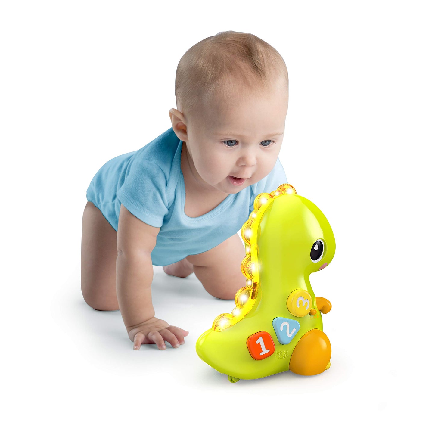 Bright Starts Go, Go, Dino Crawl & Count Activity Toy for Infants - Rolls, Lights Up, Plays Music and More, Ages 6 Months+