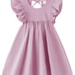Jnklwpjs Toddler Baby Girl Cotton Linen Ruffle Halter Sleeveless Kids Casual Beach Party Dresses Pink 110Cm