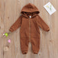 Fybitbo Infant Baby Boys Girls Clothing Zipper Hooded Jumpsuit Romper Long Sleeve Onesie Fall Winter Outfit Warm Clothes (A Coff