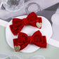 Red Velvet Hair Bows Cute Christmas Valentine School Hair Clips Handmade Hair Accessories For Kids Girls Infants Toddler Headdre