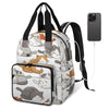 KOBLEN Funny Cat Diaper Bag Backpack Baby Essentials Travel Tote Bag with Insulated Pockets Multi-functional Diaper Bags Organiz