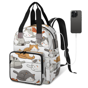 KOBLEN Funny Cat Diaper Bag Backpack Baby Essentials Travel Tote Bag with Insulated Pockets Multi-functional Diaper Bags Organiz