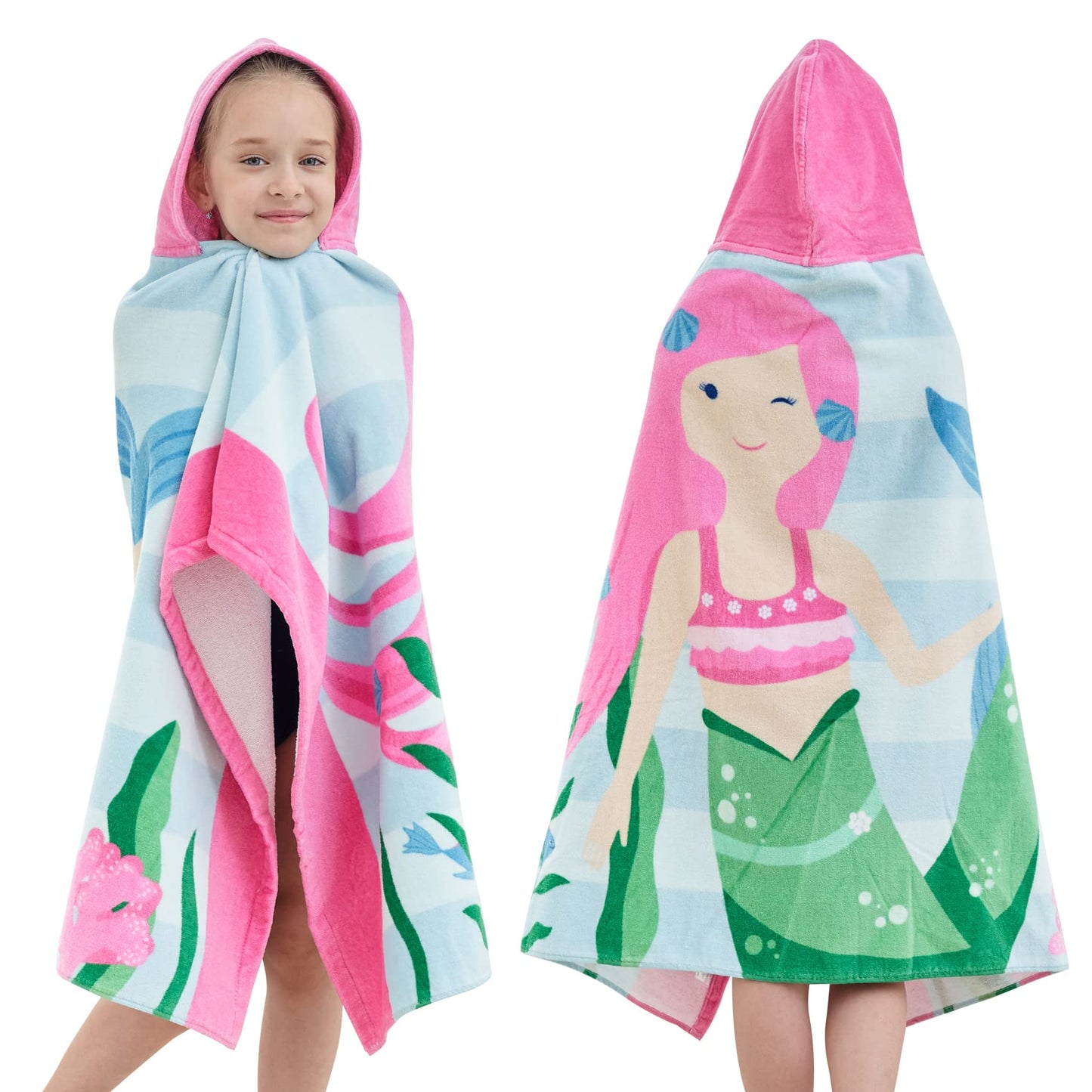 Bavilk Kids Bath Towels, Kids Towel Girls Boys Hooded Beach,Bathroom,Pool Swim Towels 30    50 INCH Large Size Ultra Absorbent C